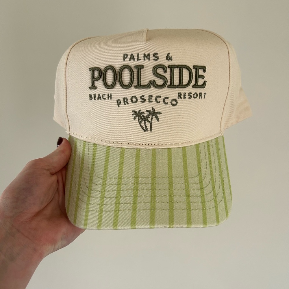 Poolside Palms & Prosecco Beige and Light Green Trucker Hat